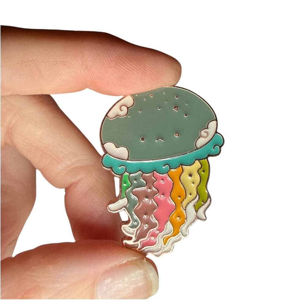 Rainbow Plated Jellyfish Enamel Pin